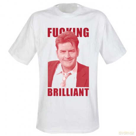 Charlie Sheen: Brilliant,White (L) [T-SHIRT]