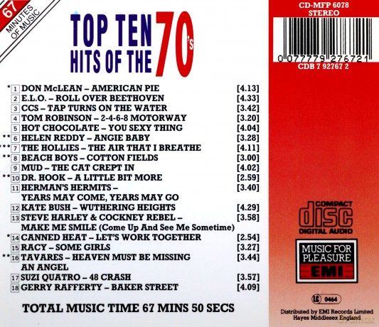 Top Ten Hits Of The 70's [CD]
