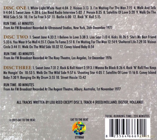 Lou Reed: Transmission Impossible New York 71, Roxy La 76, Albury, Australia 1977 [3CD]