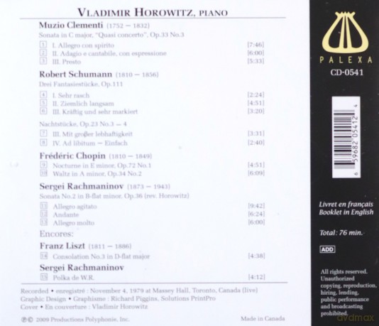 Vladimir Horowitz: Vladimir Horowitz - Toronto [CD]