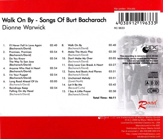 Dionne Warwick: Walk On By - Songs Of Burt Bacharach [CD]