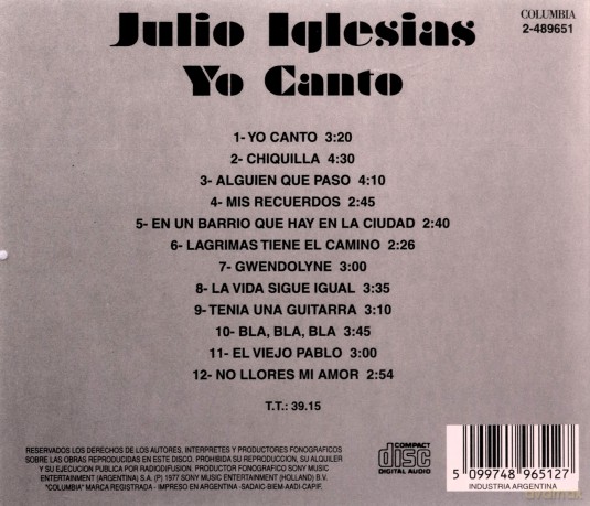 Julio Iglesias: Yo Canto [CD]