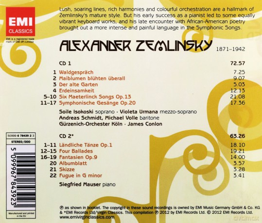 Zemlinsky: Orchestral Songs - Piano Works [2CD]