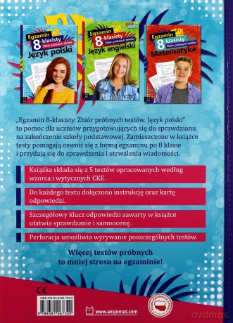 Egzamin 8-klasisty zbiór próbnych testów język polski [KSIĄŻKA]