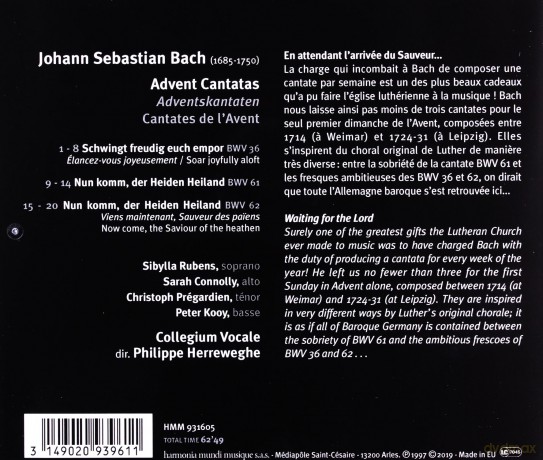 Bach: Advent Cantatas Rubens Connolly [CD]