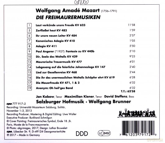 Mozart/Freimaurermusiken [CD]
