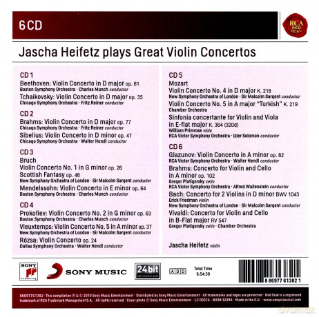 Jascha Heifetz: Jascha Heifetz Plays Great Violin Concertos [6CD]