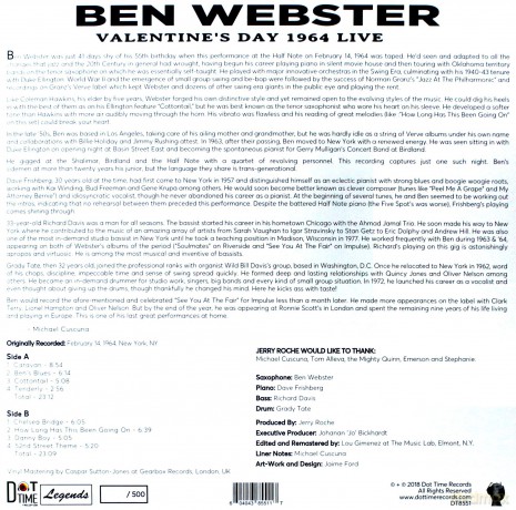 Ben Webster: Valentine's Day 1964 Live [Winyl]