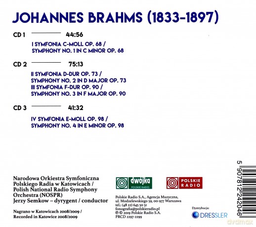 Jerzy Semkow NOSPR: Jahannes Brahms Symfonie [3CD]