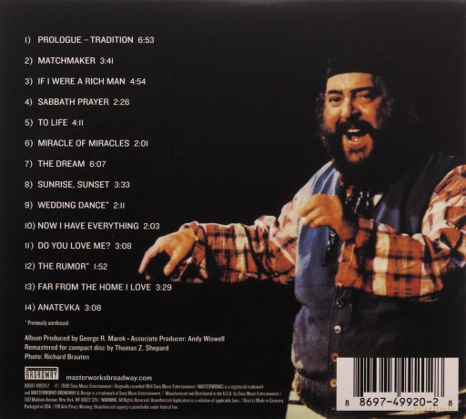 Fiddler On The Roof soundtrack (Skrzypek Na Dachu) (Original Cast Recording) [CD]