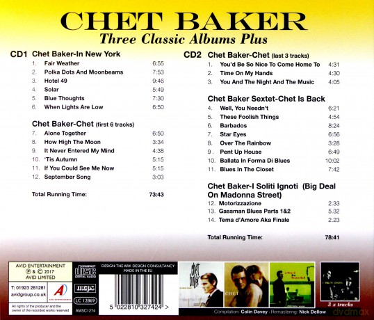 Chet Baker: Three Classic Albums [CD]