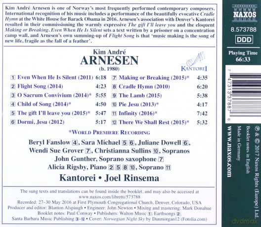 Arnesen: Infinity Choral Works (Kantorei; Joel Rinsema) (Naxos: 8573788) [CD]