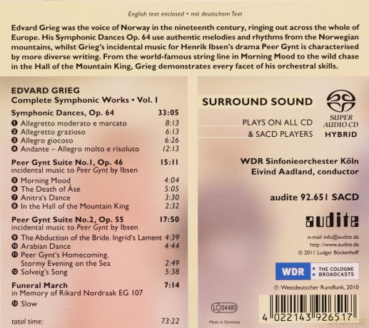 Grieg: Complete Symphonic Works Vol.1 [CD]