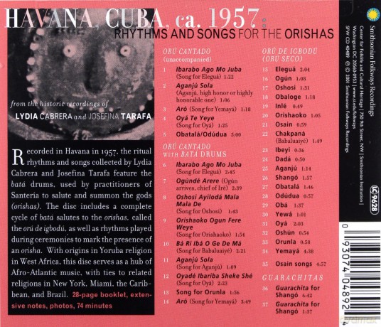 Havana, Cuba, ca. 1957: Rhythms and Songs for the Orishas [CD]