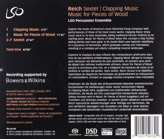 Steve Reich: Sextet, Clapping Music, Music For Pieces Of Wood [CD]