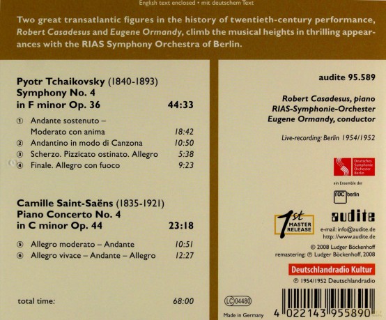 Tchaikovsky - Symphony No 4; Saint-Saens - Piano Concerto No 4 (Eugene Ormandy) [CD]