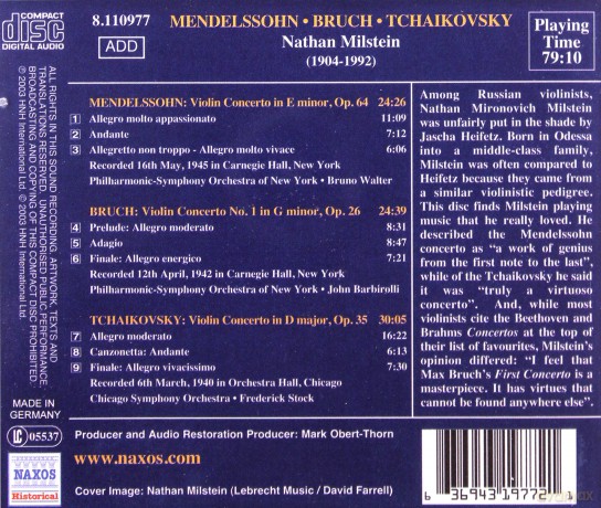 Violin Concertos (Milstein) [CD]