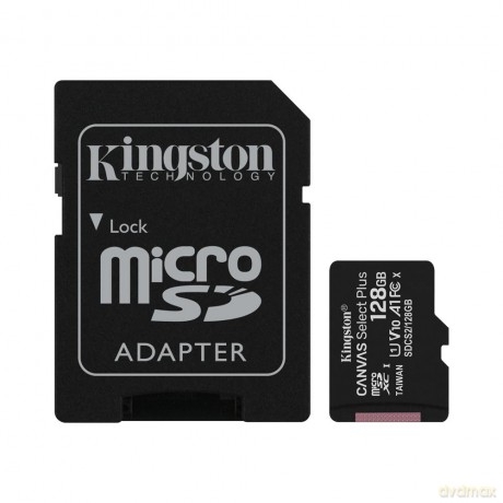 Kingston karta pamięci microSDXC Canvas Select Plus (128GB | class 10 | UHS-I | 100 MB/s) + adapter