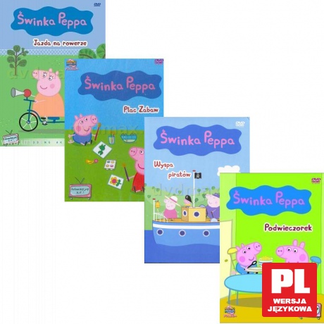 Świnka Peppa Kolekcja: Jazda na rowerze / Plac zabaw / Podwieczorek / Wyspa piratów Pakiet [4DVD]
