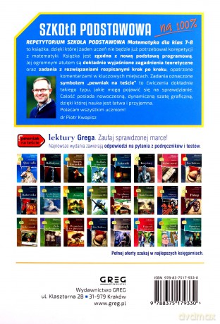 Matematyka. Repetytorium szkoła podstawowa klasa 7-8 [KSIĄŻKA]
