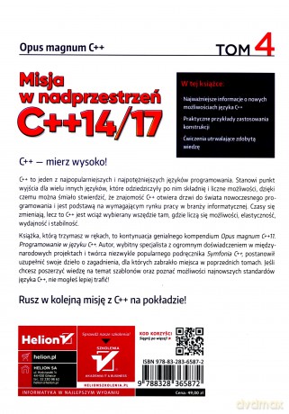 Opus magnum C++. Misja w nadprzestrzeń C++14/17 (Tom 4) - Jerzy Grębosz [KSIĄŻKA]