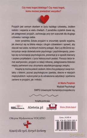 Sztuka przyjaźni czyli jak zbliżyć się do ludzi na których nam zależy - Alan Loy Mcginnis [KSIĄŻKA]