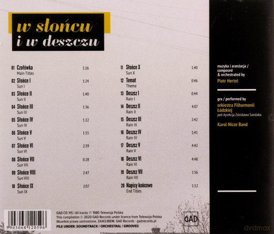 W Słońcu i w Deszczu soundtrack (Piotr Hertel) [CD]