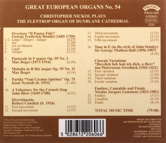 Christopher Nickol: Great European Organs No.54: Dunblane Cathedral [CD]