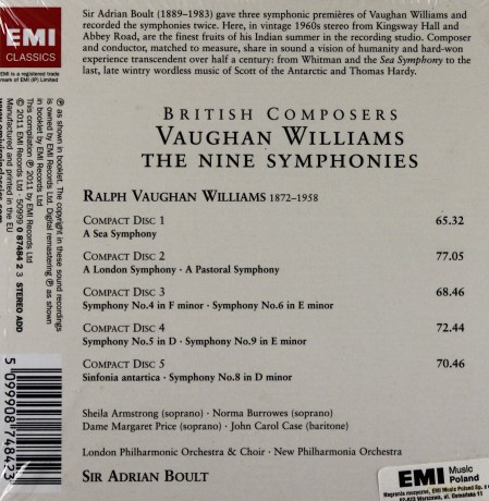 Boult: Vaughan Williams: Symphonies (Limited) [5CD]