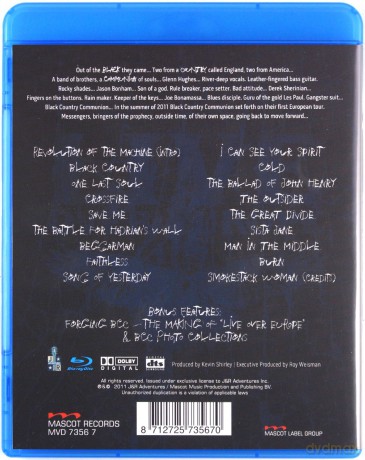 Black Country Communion: Live Over Europe [Blu-Ray]