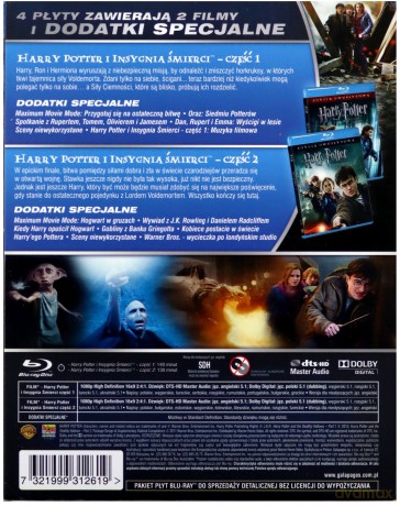 Harry Potter i Insygnia śmierci część 1 2 [BOX] [4xBlu-Ray]
