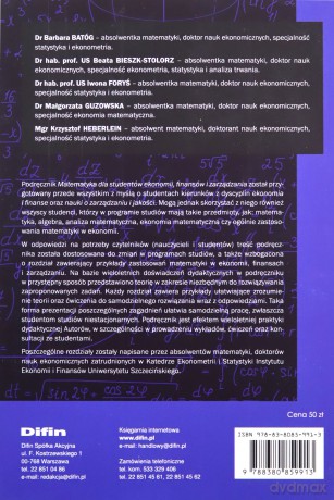 Matematyka dla studentów ekonomii, finansów i zarządzania - Iwona Foryś [KSIĄŻKA]