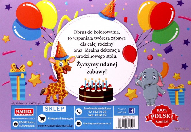 Urodzinki - obrus do kolorowania - Adamska-Rzepka Aleksandra [KSIĄŻKA]