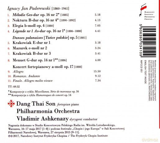 Dang Thai Son: Paderewski: Piano Concerto [CD]