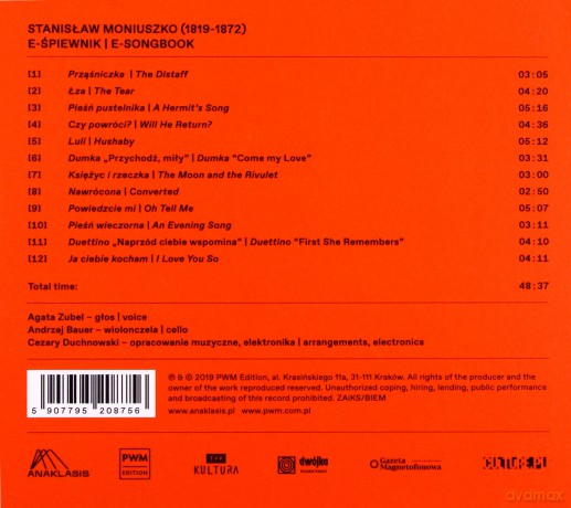 Agata Zubel: Moniuszko E-Śpiewnik [CD]