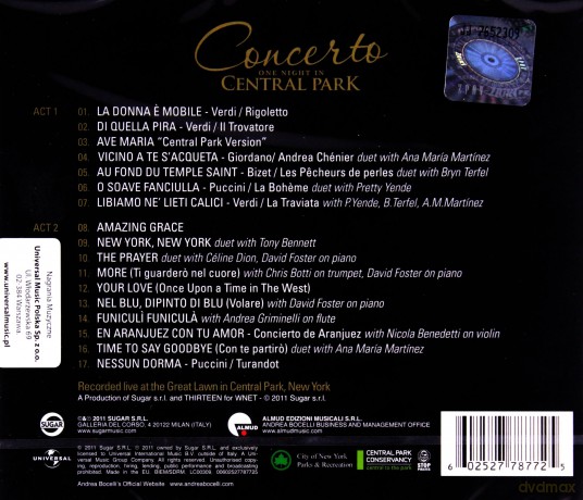 Andrea Bocelli: Concerto: One Night In Central Park [CD]