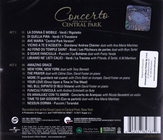 Andrea Bocelli: Concerto: One Night In Central Park (Pl) [CD]