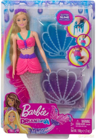 Lalka Barbie Syrena Brokatowy slime