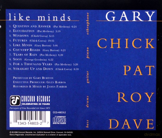 Gary Burton, Chick Corea, Pat Metheny, Ray Haynes, & Dave Holland : Like Minds [CD]