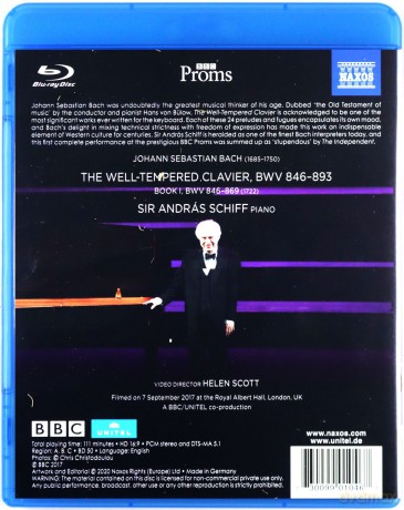 Sir Andras Schiff: Johann Sebastian Bach: The Well-Tempered Clavier. Book I [2xBlu-Ray]