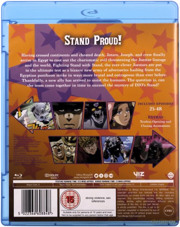 Jojos Bizarre Adventure Set Three: Stardust Crusaders Part 2 (Eps 25-48) [3xBlu-Ray]