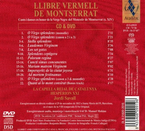 Hesperion Xxi Savall: Llibre Vermell De Montserrat [2CD]