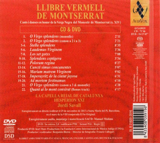Hesperion Xxi Savall: Llibre Vermell De Montserrat [2CD]