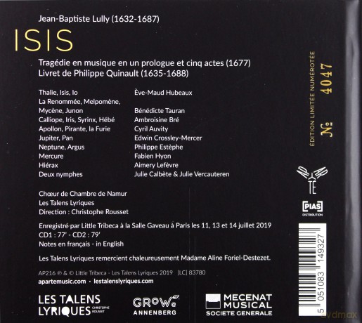 Lully Isis: Les Talens Lyriques Rous (digipack) [2CD]