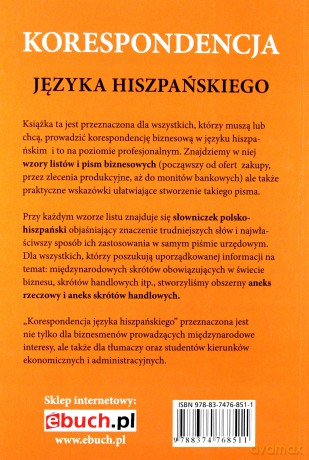 Korespondencja języka hiszpańskiego [KSIĄŻKA]
