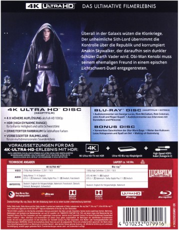 Star Wars: Episode III - Revenge of the Sith (Gwiezdne wojny: Część III - Zemsta Sithów) [Blu-Ray 4K]+[2xBlu-Ray]