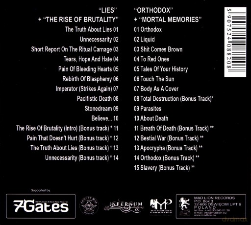 Krabathor: Lies + The Rise Of Brutality (digipack) [2CD]