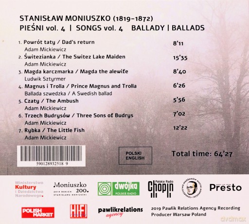 Moniuszko-Pieśni vol. 4 [CD]
