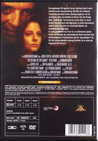 The Silence of the Lambs (Milczenie owiec) [DVD]