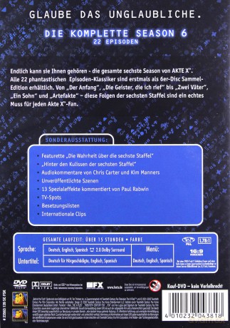 The X Files (Z archiwum X Sezon 6) [6DVD]